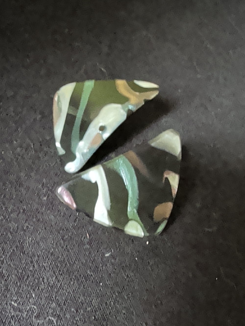 Retro Multicolor Metallic Swirl Triangular Stud Earrings *Missing Backs